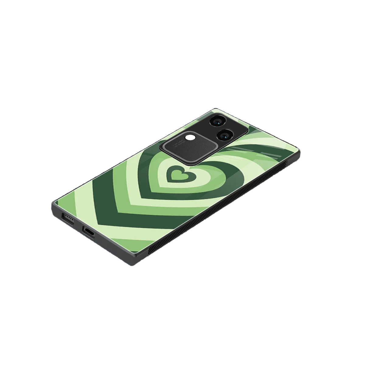 Y2K Green Hearts stylish phone case for vivo v30 | glossy glass and slim fit