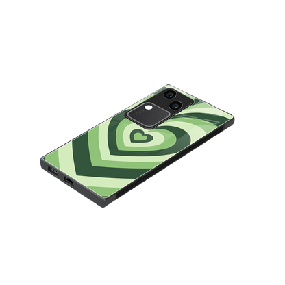 Y2K Green Hearts stylish phone case for vivo v30 | glossy glass and slim fit
