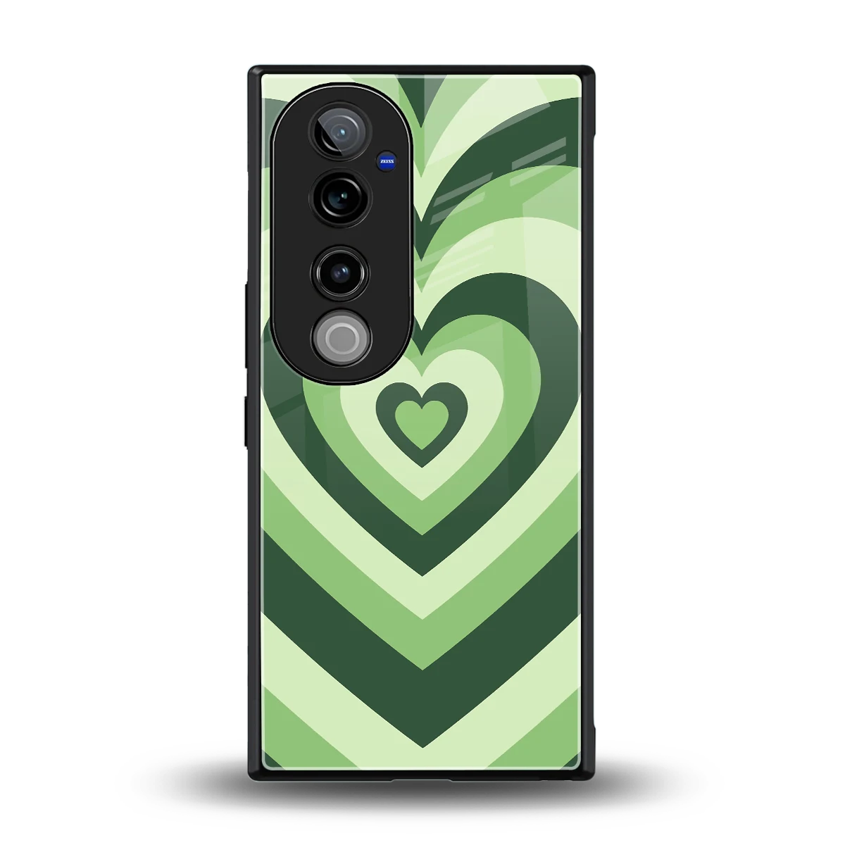 Y2K Green Hearts back phone cover | glass case for vivo v40 pro