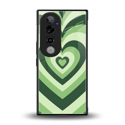 Y2K Green Hearts back phone cover | glass case for vivo v40 pro