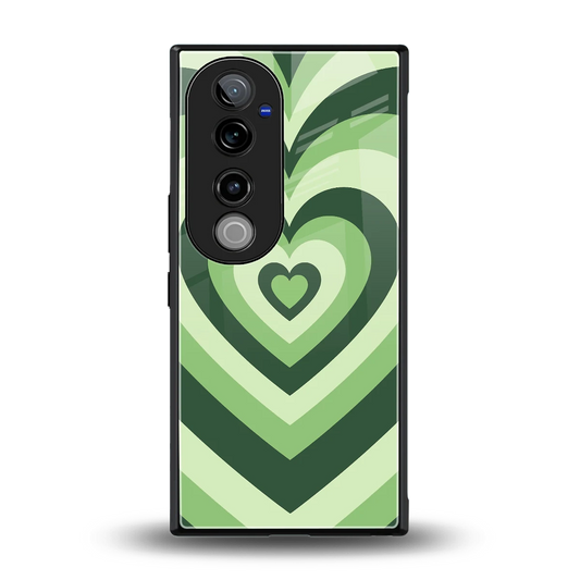 Y2K Green Hearts back phone cover | glass case for vivo v40 pro