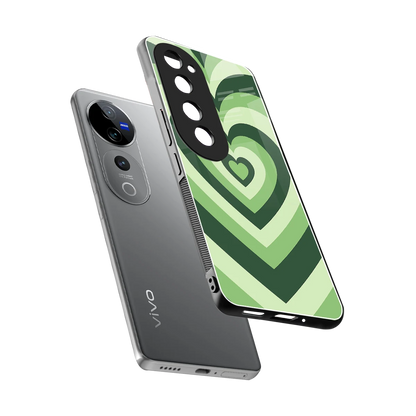 Y2K Green Hearts sleek vivo v40 pro cover with tempered glass back and TPU edges