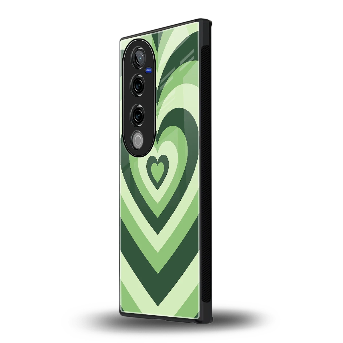 Y2K Green Hearts vivo v40 pro mobile cover | shockproof glass phone case