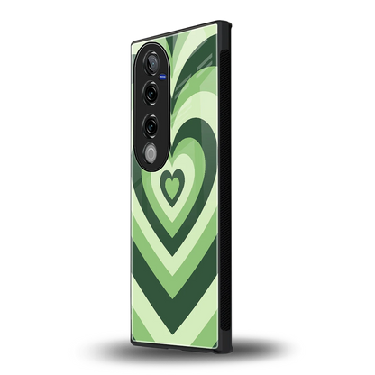 Y2K Green Hearts vivo v40 pro mobile cover | shockproof glass phone case