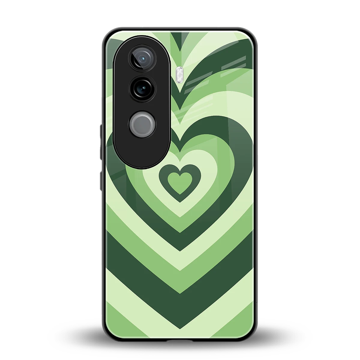 Y2K Green Hearts back phone cover | glass case for vivo v40e