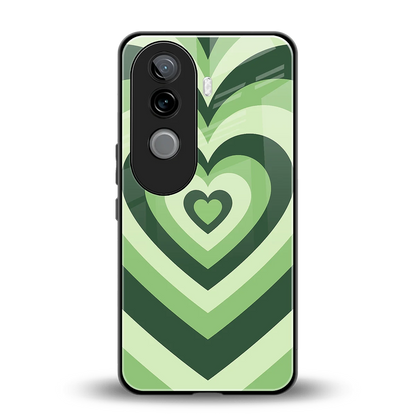 Y2K Green Hearts back phone cover | glass case for vivo v40e