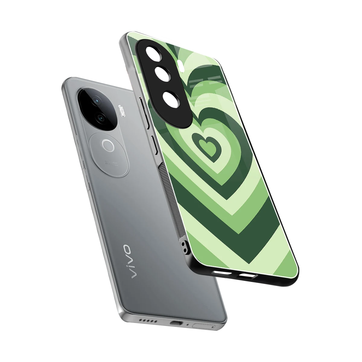 Y2K Green Hearts sleek vivo v40e cover with tempered glass back and TPU edges