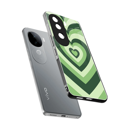 Y2K Green Hearts sleek vivo v40e cover with tempered glass back and TPU edges