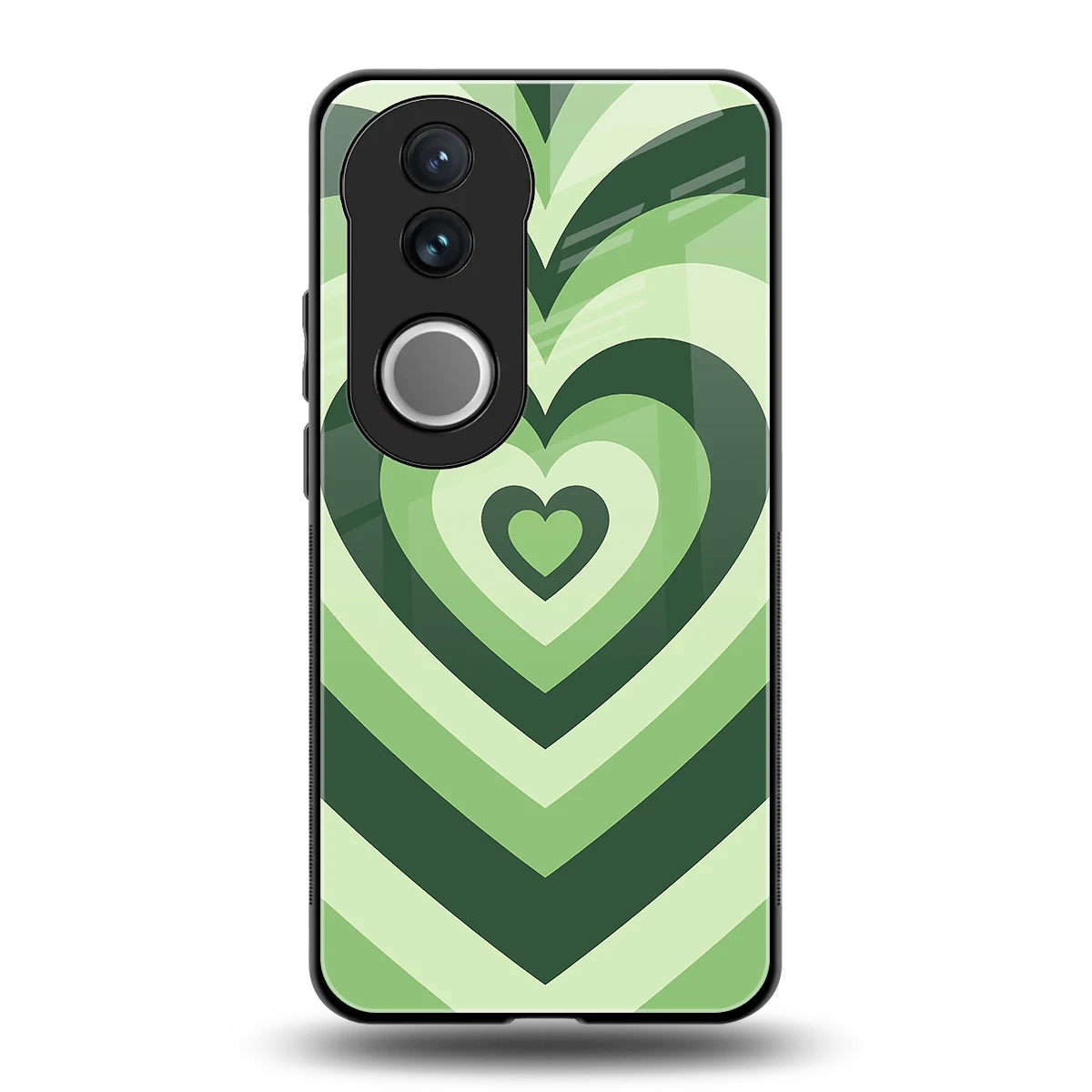 Y2K Green Hearts back phone cover | glass case for vivo v50