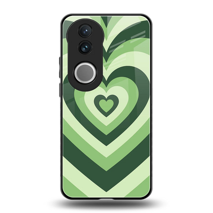 Y2K Green Hearts back phone cover | glass case for vivo v50