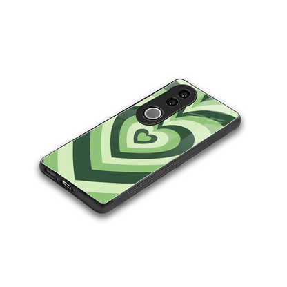Y2K Green Hearts stylish phone case for vivo v50 | glossy glass and slim fit