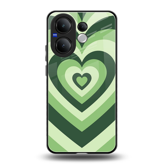 Y2K Green Hearts back phone cover | glass case for vivo v60