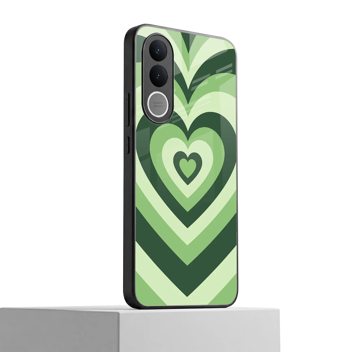 Y2K Green Hearts vivo v70 fe mobile cover | shockproof glass phone case