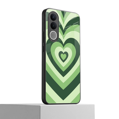 Y2K Green Hearts vivo v70 fe mobile cover | shockproof glass phone case