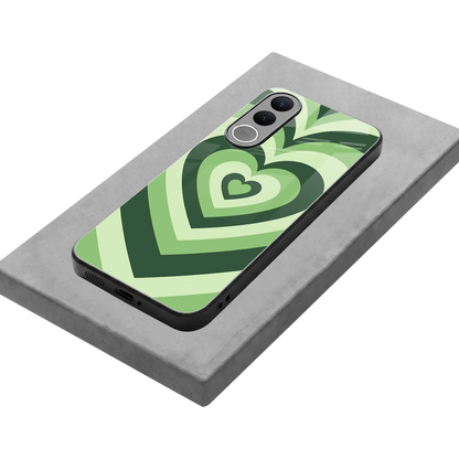 Y2K Green Hearts stylish phone case for vivo v70 fe | glossy glass and slim fit