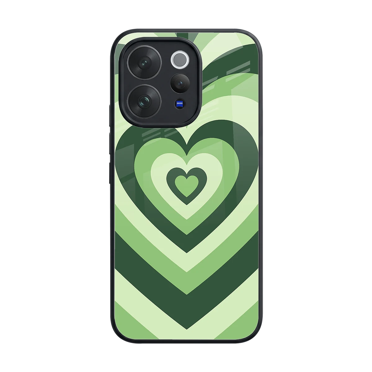 Y2K Green Hearts back phone cover | glass case for vivo v70