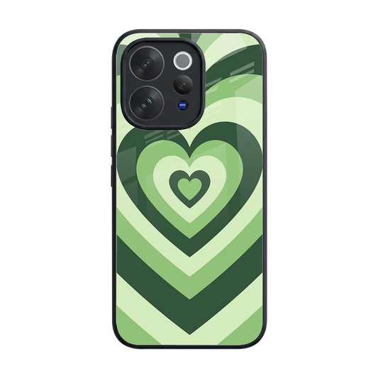 Y2K Green Hearts back phone cover | glass case for vivo v70