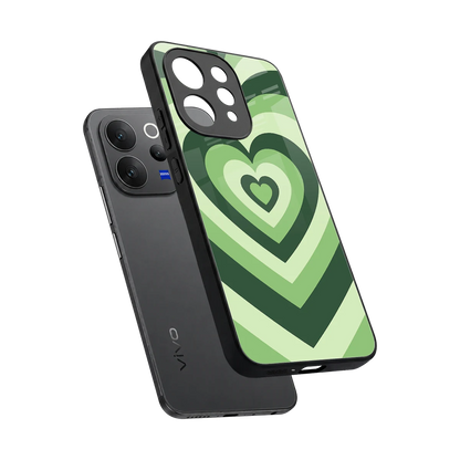 Y2K Green Hearts sleek vivo v70 cover with tempered glass back and TPU edges
