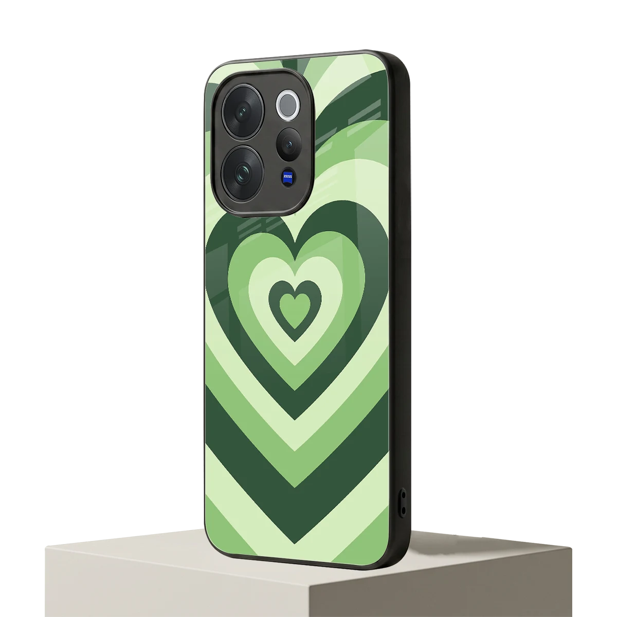 Y2K Green Hearts vivo v70 elite mobile cover | shockproof glass phone case
