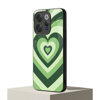 Y2K Green Hearts vivo v70 elite mobile cover | shockproof glass phone case