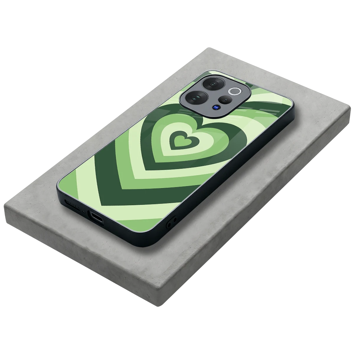 Y2K Green Hearts stylish phone case for vivo v70 | glossy glass and slim fit
