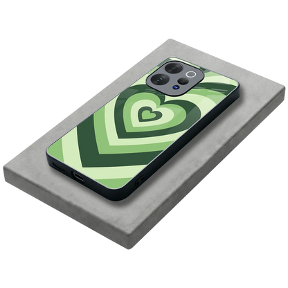 Y2K Green Hearts stylish phone case for vivo v70 | glossy glass and slim fit