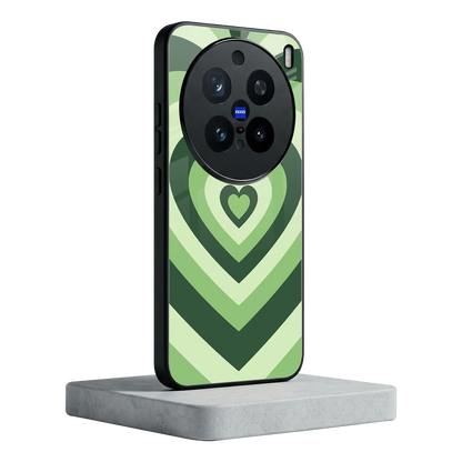 Y2K Green Hearts vivo x200 pro mobile cover | shockproof glass phone case