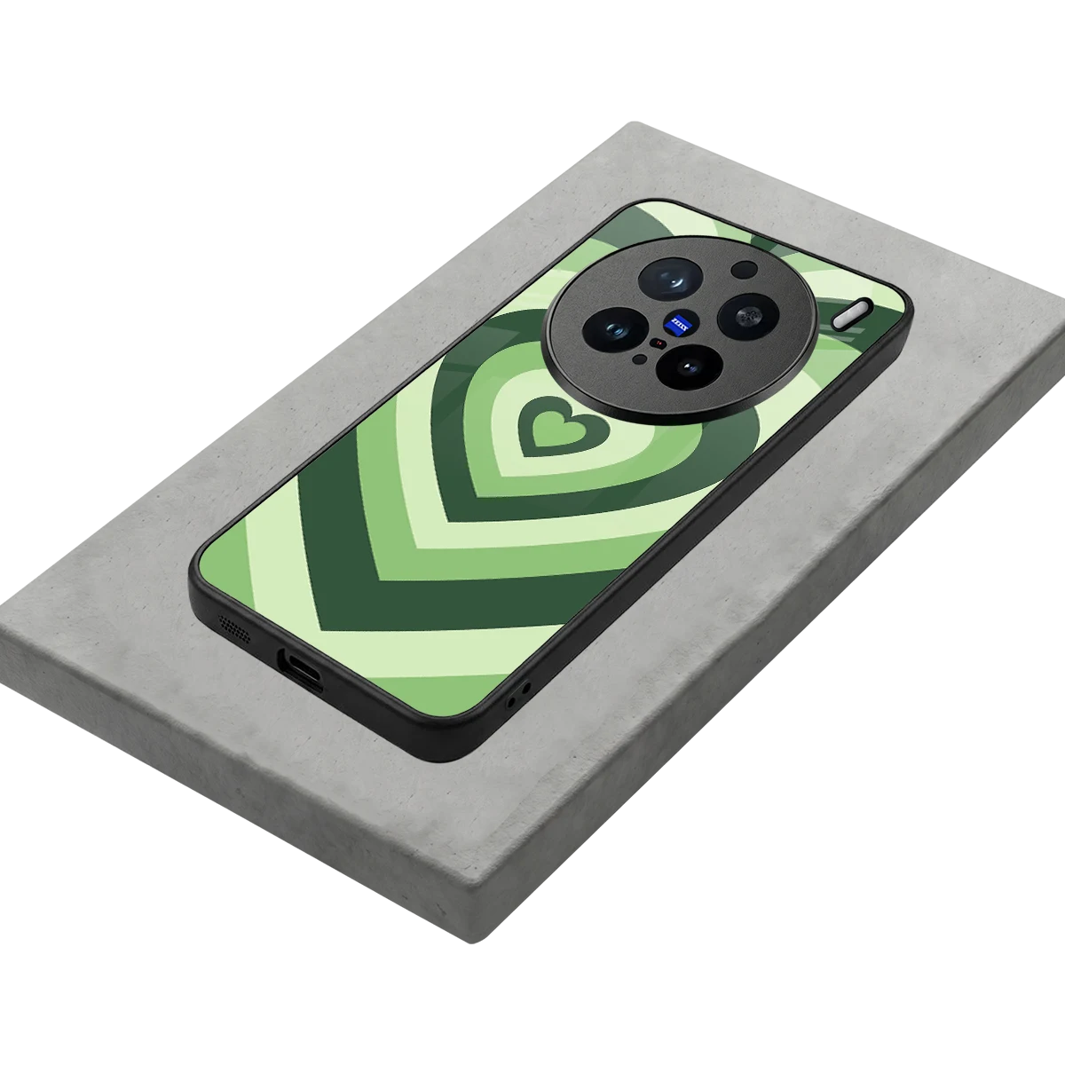 Y2K Green Hearts stylish phone case for vivo x200 pro | glossy glass and slim fit