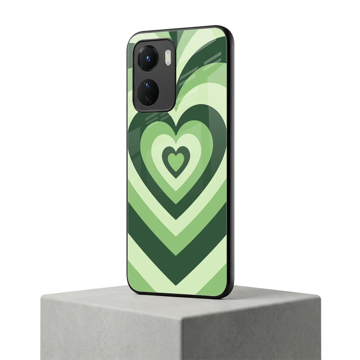 Y2K Green Hearts vivo y16 mobile cover | shockproof glass phone case