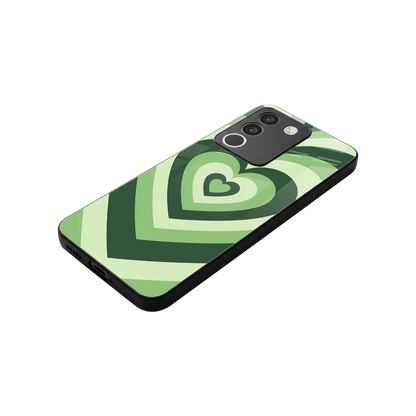 Y2K Green Hearts stylish phone case for vivo y200 5g | glossy glass and slim fit