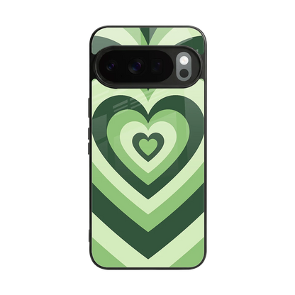Y2K Green Hearts back phone cover | glass case for google pixel 10 pro