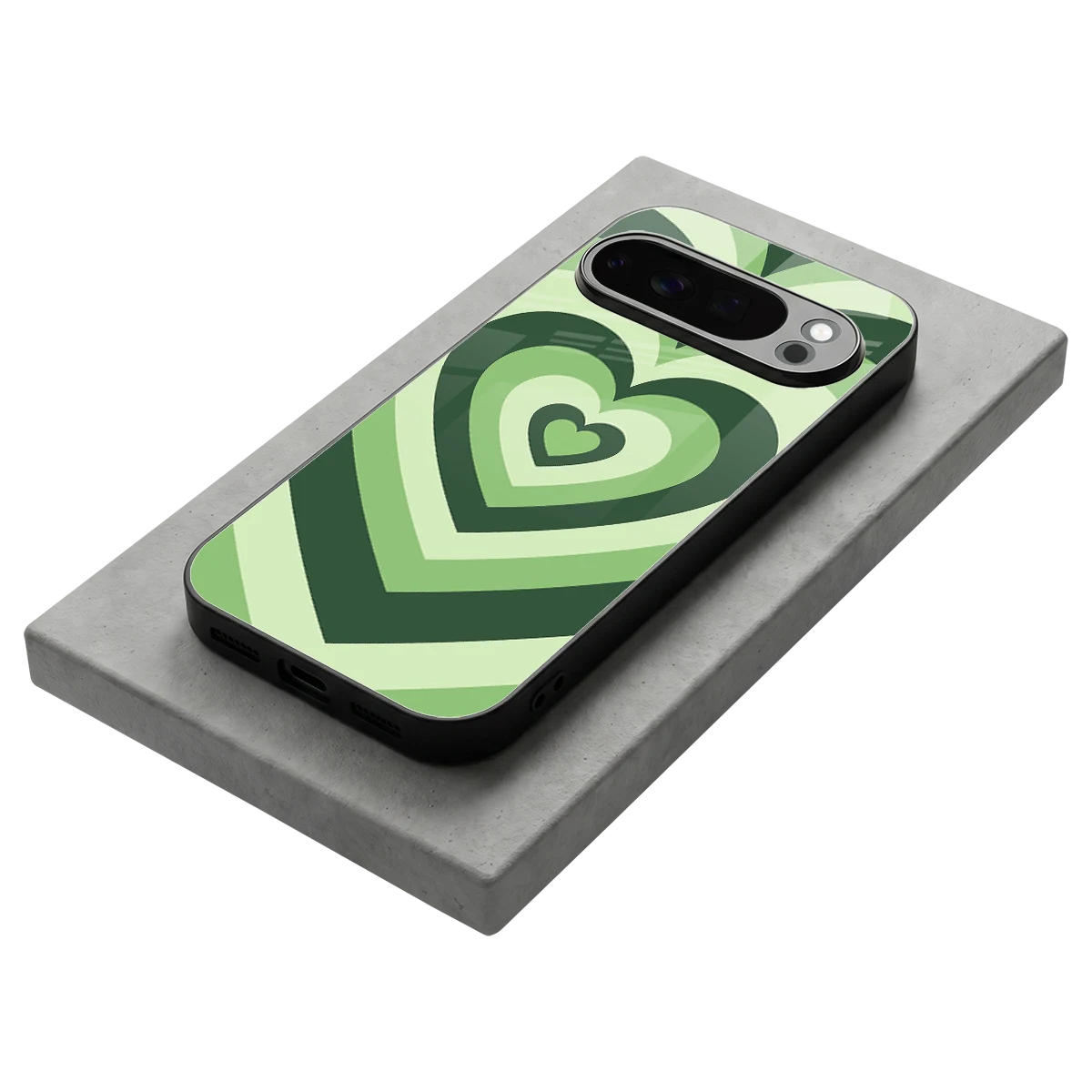 Y2K Green Hearts stylish phone case for google pixel 10 pro | glossy glass and slim fit