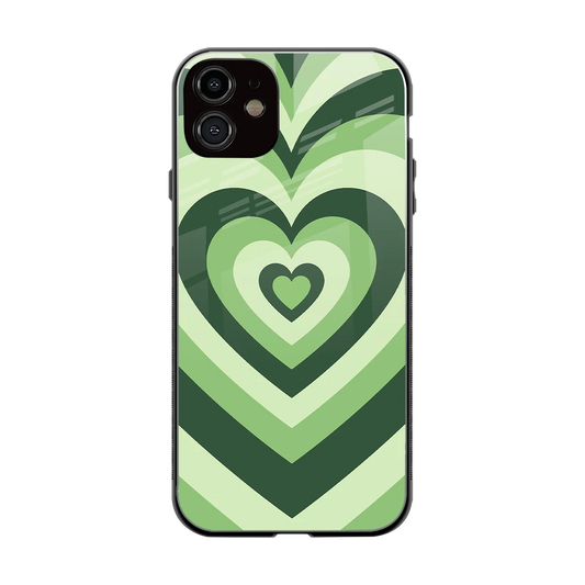 Y2K Green Hearts back phone cover | glass case for iphone 12