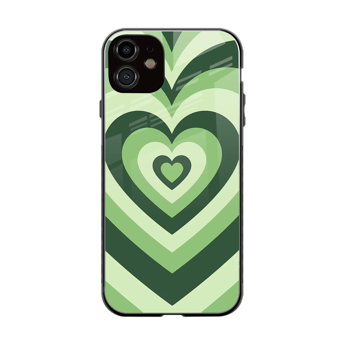 Y2K Green Hearts back phone cover | glass case for iphone 11