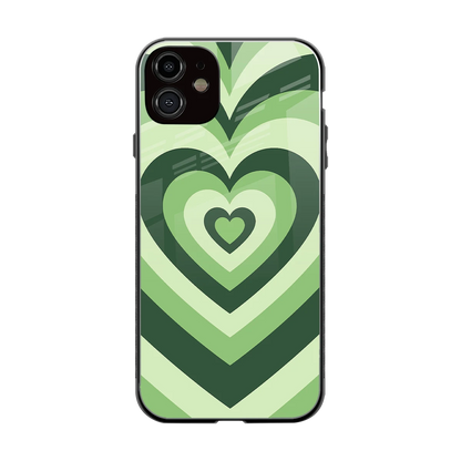 Y2K Green Hearts back phone cover | glass case for iphone 11