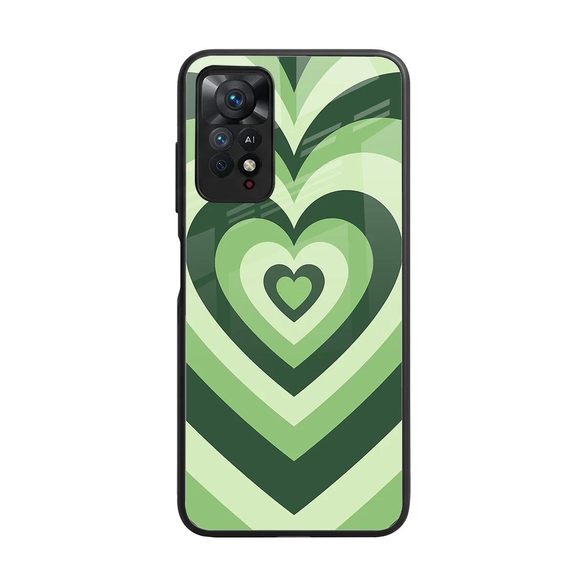 Y2K Green Hearts back phone cover | glass case for redmi note 11 pro