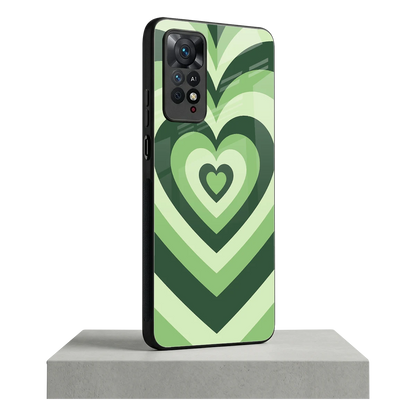 Y2K Green Hearts redmi note 11 pro mobile cover | shockproof glass phone case