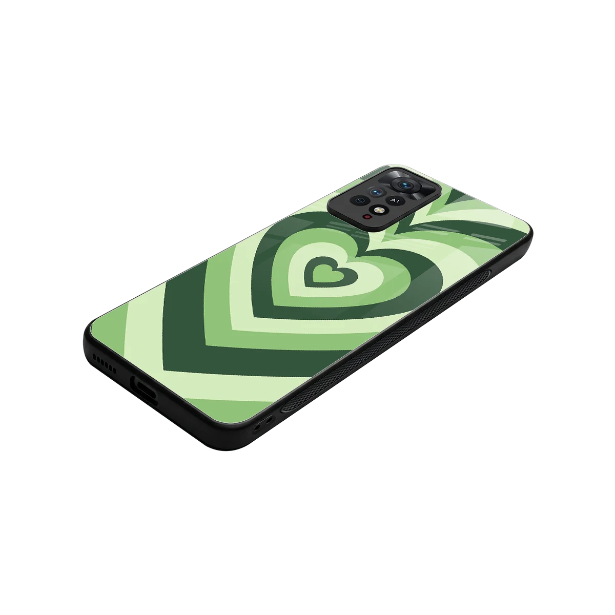 Y2K Green Hearts stylish phone case for redmi note 11 pro | glossy glass and slim fit