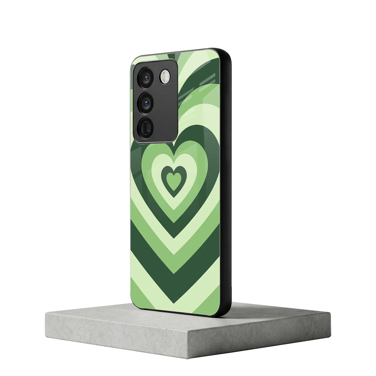 Y2K Green Hearts vivo y200 5g mobile cover | shockproof glass phone case