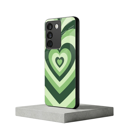 Y2K Green Hearts vivo y200 5g mobile cover | shockproof glass phone case