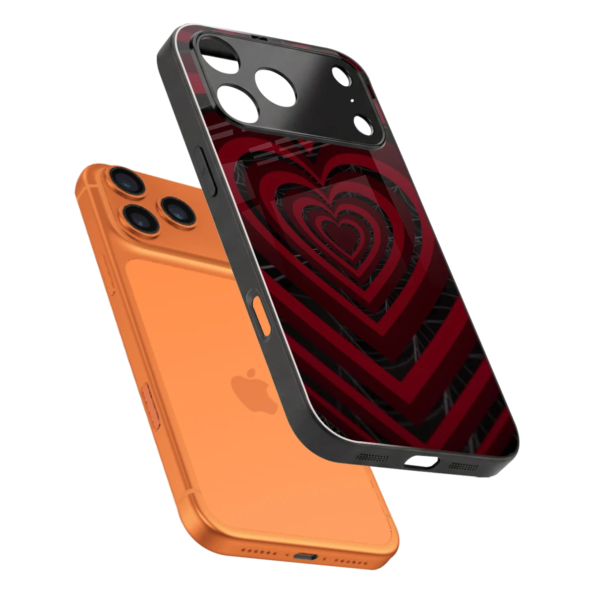 Y2K Hearts X Spider sleek iphone 17 pro cover with tempered glass back and TPU edges