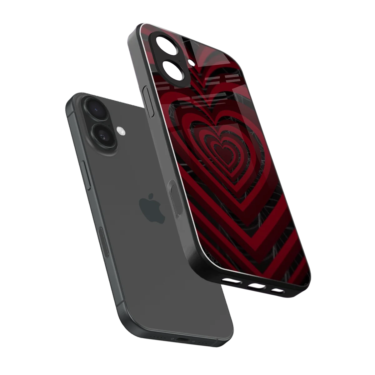 Y2K Hearts X Spider sleek iphone 17 cover with tempered glass back and TPU edges