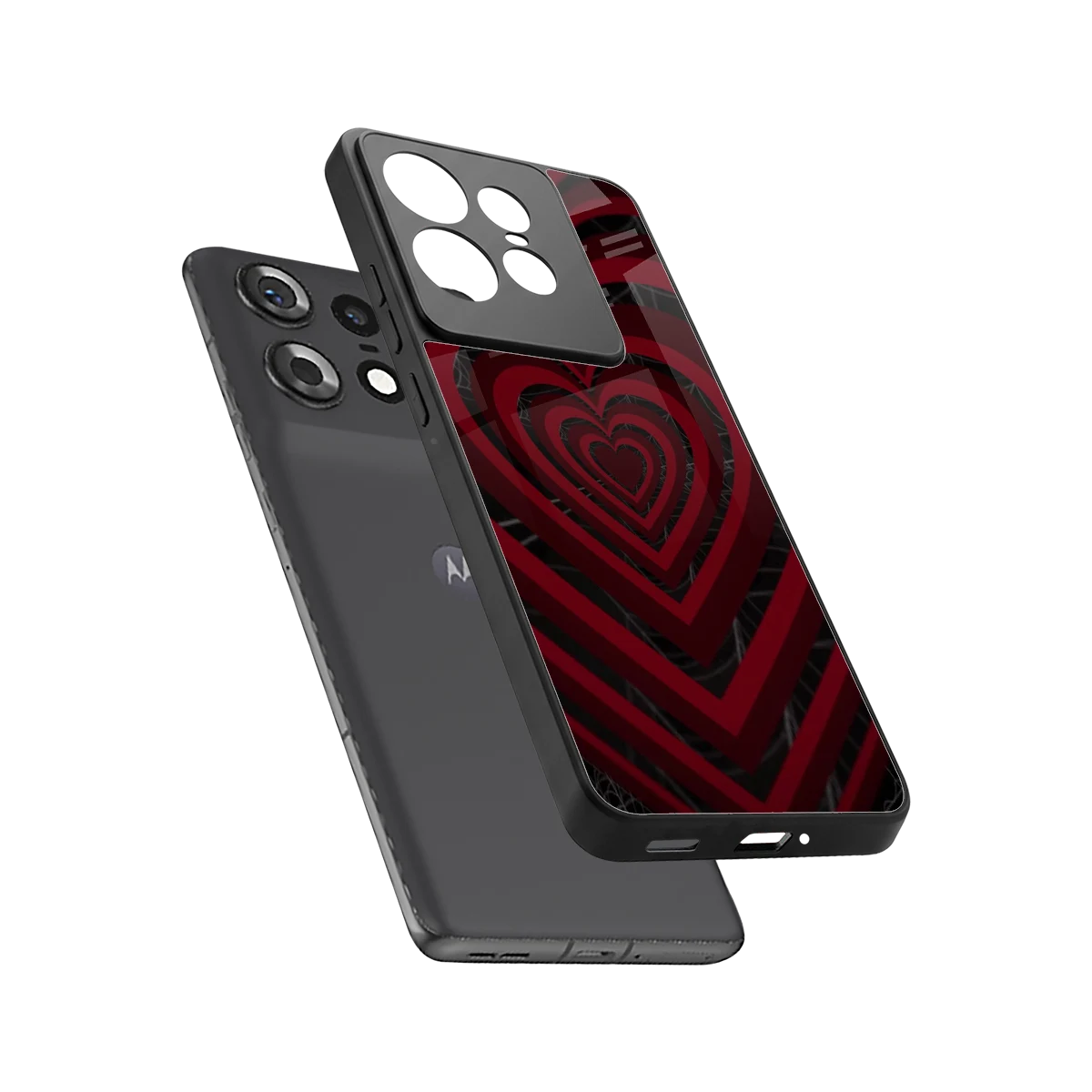 Y2K Hearts X Spider sleek motorola edge 50 pro cover with tempered glass back and TPU edges