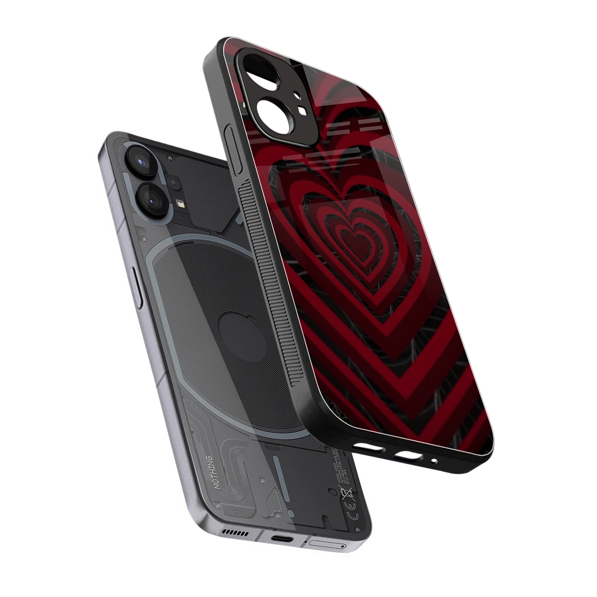 Y2K Hearts X Spider sleek nothing phone 1 cover with tempered glass back and TPU edges