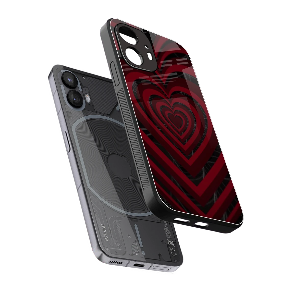 Y2K Hearts X Spider sleek nothing phone 2 cover with tempered glass back and TPU edges