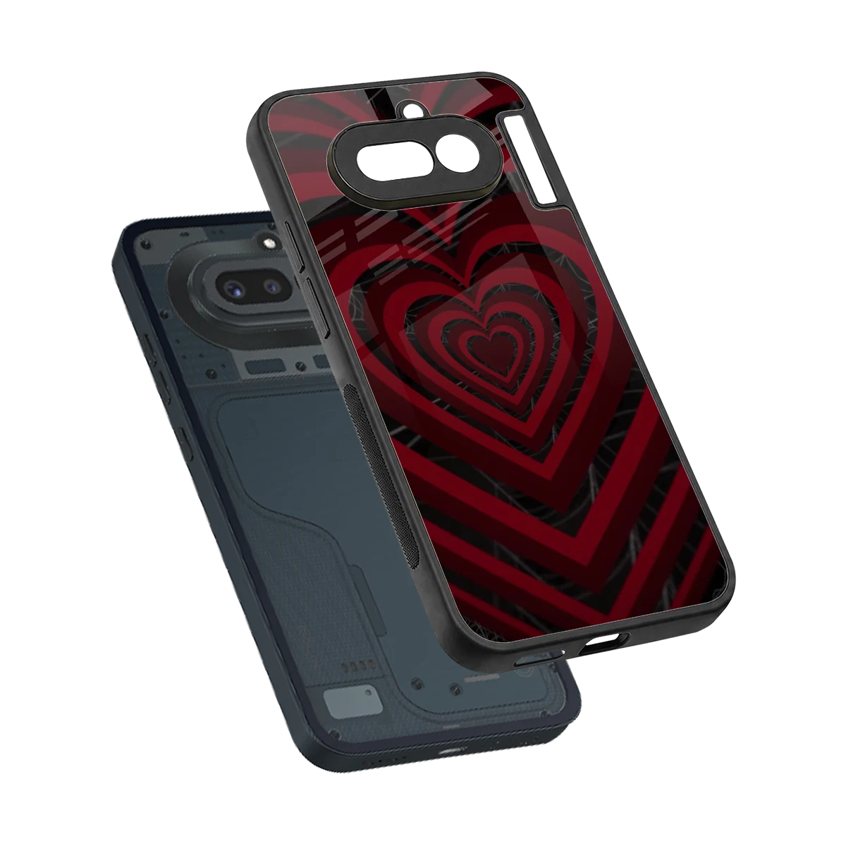 Y2K Hearts X Spider sleek nothing phone 4a cover with tempered glass back and TPU edges