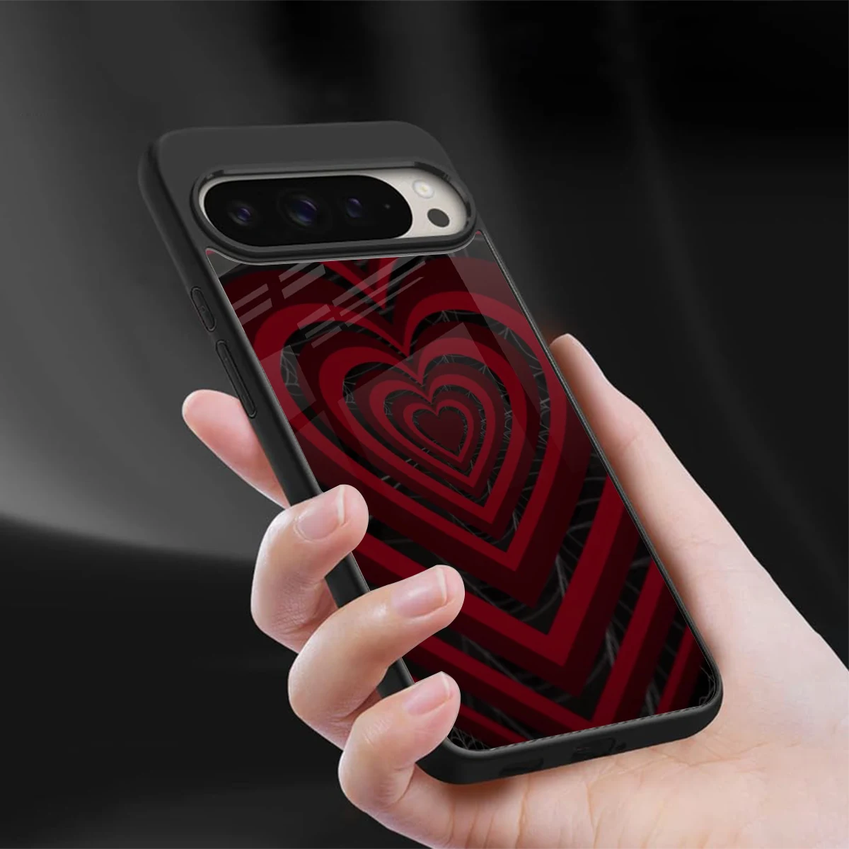Y2K Hearts X Spider sleek google pixel 9 pro cover with tempered glass back and TPU edges
