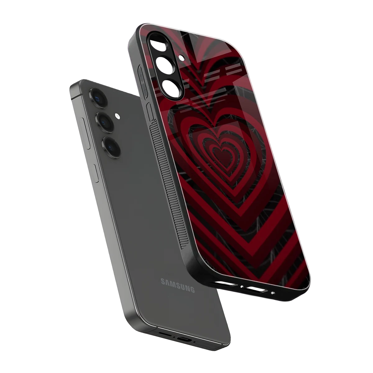 Y2K Hearts X Spider sleek samsung galaxy a55 5g cover with tempered glass back and TPU edges