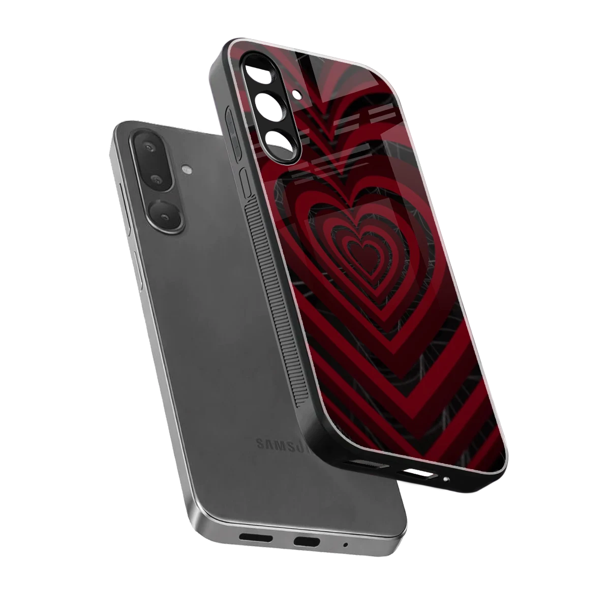 Y2K Hearts X Spider sleek samsung galaxy m36 5g cover with tempered glass back and TPU edges