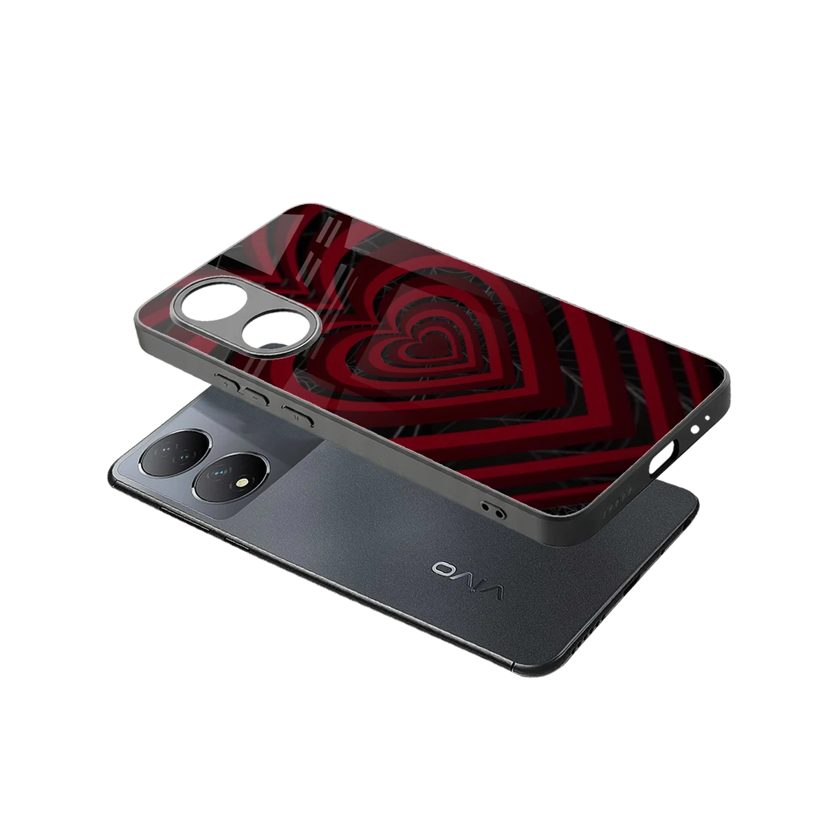 Y2K Hearts X Spider sleek Vivo-y100 cover with tempered glass back and TPU edges